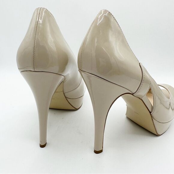 Marc Fisher Peep Toe Platform Stiletto Nude Patent Leather Heels Sz 10M - Picture 6 of 12
